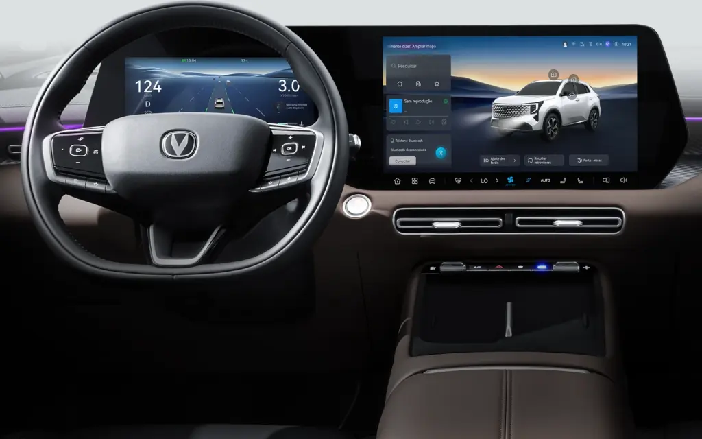Painel e multimídia do CAOA Changan CS55 PHEV Flex