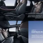 Bancos dianteiros e traseiros — composição do catálogo do CAOA Changan CS55 PHEV Flex