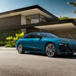 Vista dianteira em três quartos do Audi A6 Sportback e-tron