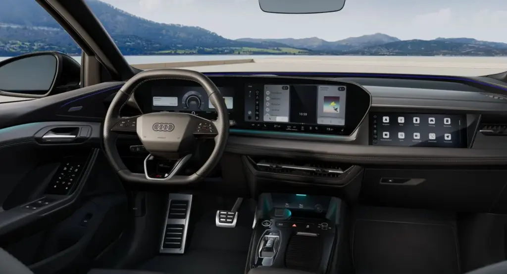 Painel e volante do Audi Q6 e-tron S line 2026