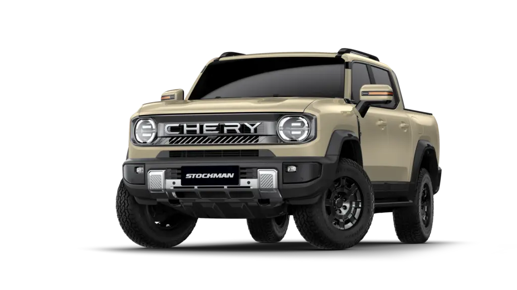 Chery Stockman na cor Sandstone, bege areia, vista de três quartos em render oficial