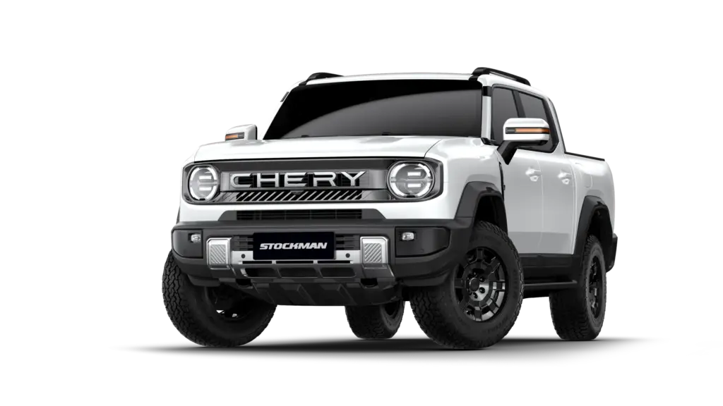 Chery Stockman na cor White Opal, branca, vista de três quartos em render oficial