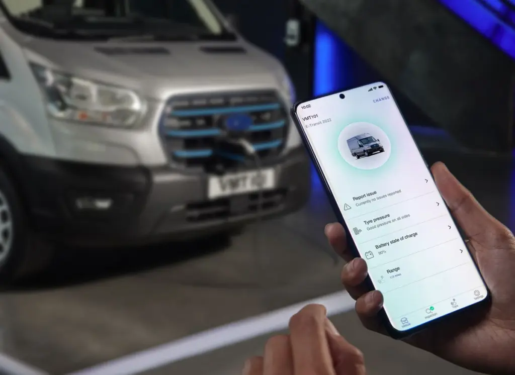 Conectividade do Ford E-Transit no aplicativo Ford