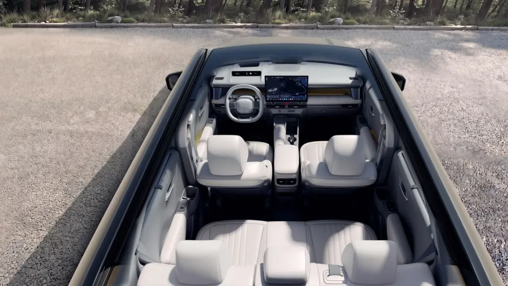 Hyundai Tucson 2027: Cabine vista de cima na demonstração do Stay Mode — modelo internacional