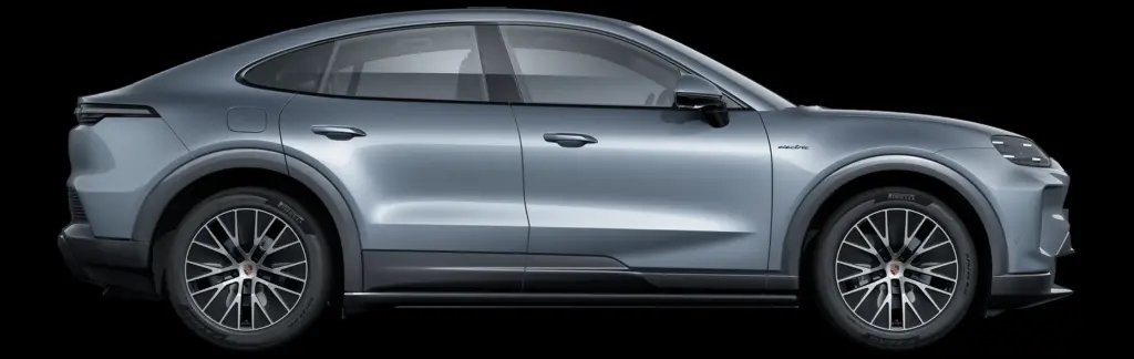Vista lateral da família Porsche Cayenne Coupé Electric