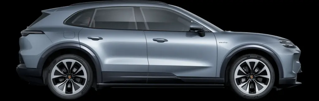Vista lateral da família Porsche Cayenne Electric