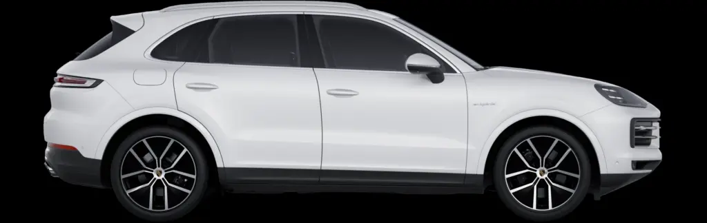 Vista lateral da família Porsche Cayenne E-Hybrid