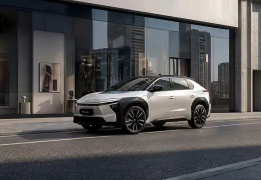 Vista dianteira em ambiente urbano da família Toyota bZ4X