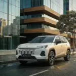 Vista dianteira em ambiente urbano da família Toyota RAV4